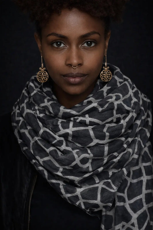 Geos Grau - Ahmaddy Schals: Schwarz-Grau, 1x2m Model