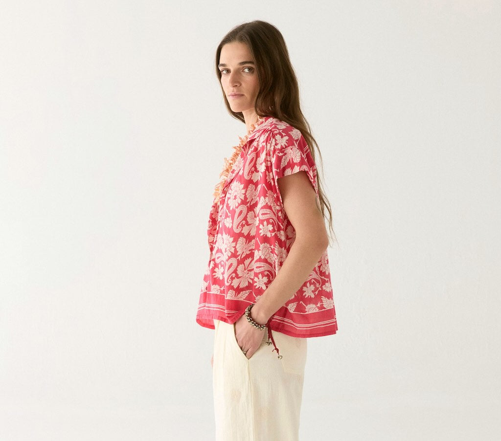 Bobby Bluse Tabasco 4 - Maison Hotel: Baumwolle, Kurzarm, Blumen