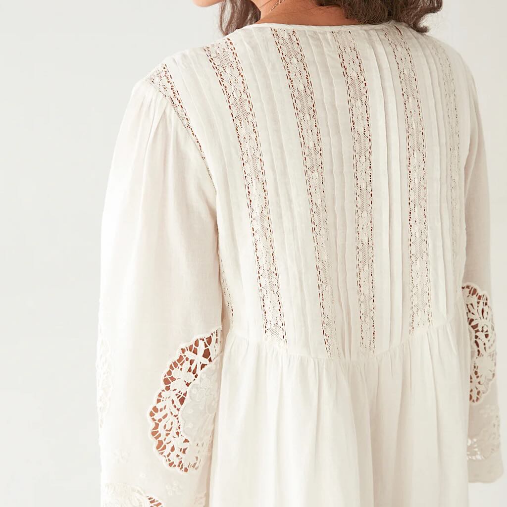 Clementine Kleid 2 - Maison Hotel: Baumwolle, Spitze, Mini, Ärmel