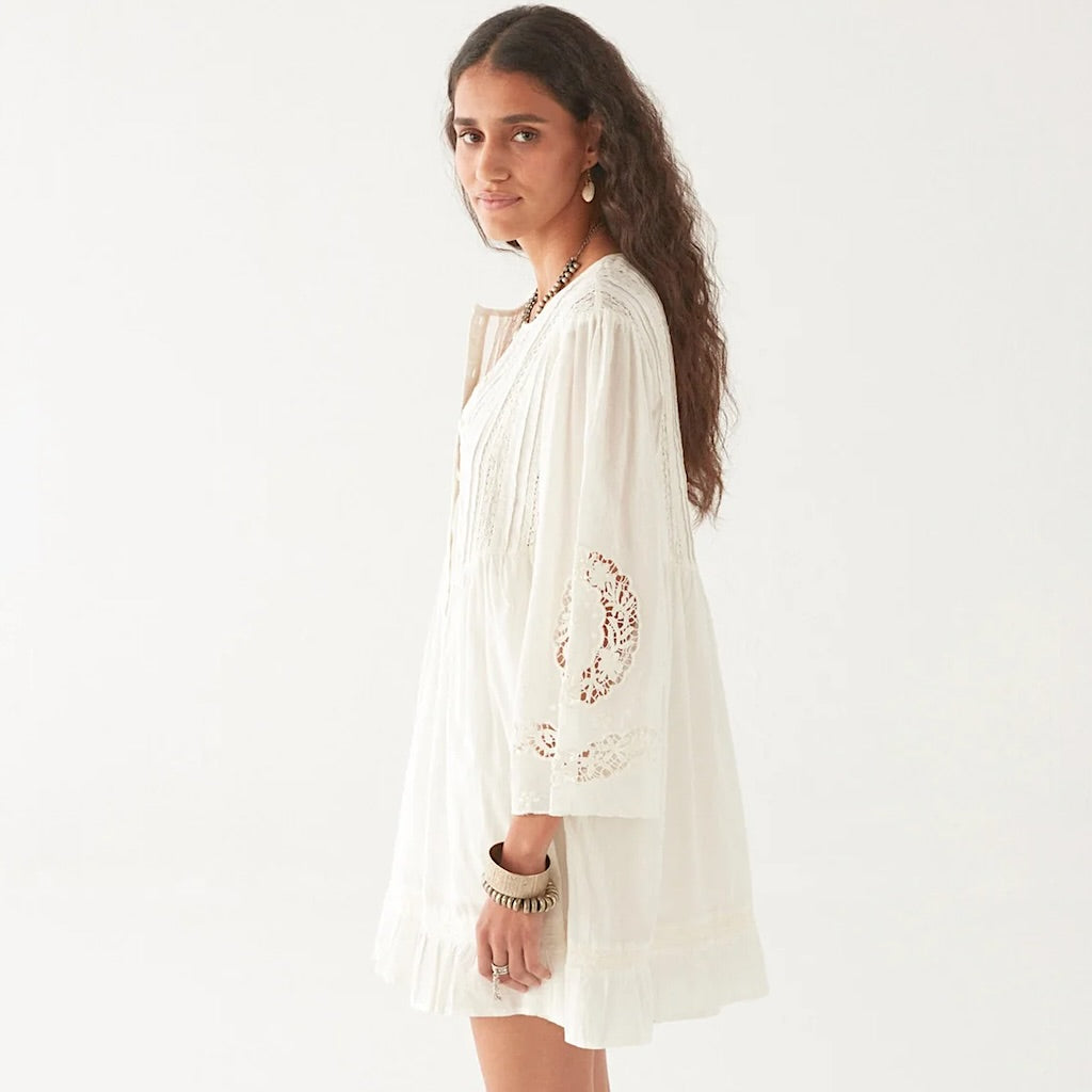 Clementine Kleid 3 - Maison Hotel: Baumwolle, Spitze, Mini, Ärmel