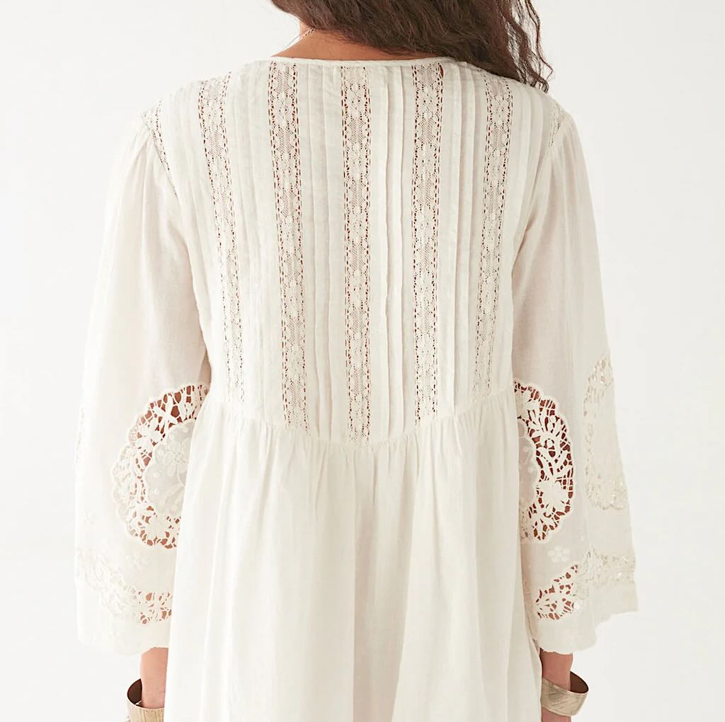 Clementine Kleid 4 - Maison Hotel: Baumwolle, Spitze, Mini, Ärmel