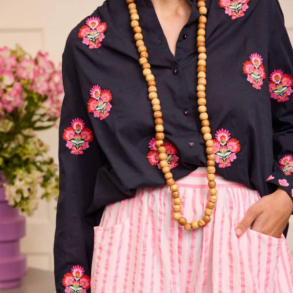 Columbia Bluse Blumen 4 - Nimo with Love: Baumwolle, Knopfleiste, Ärmel