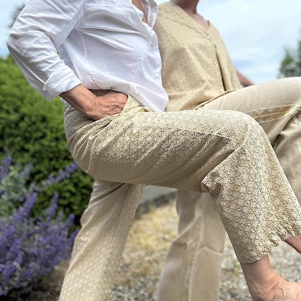 Cross Hose beige 7 - Kori: Baumwolle, Goldstick, Taschen, 7/8 Länge