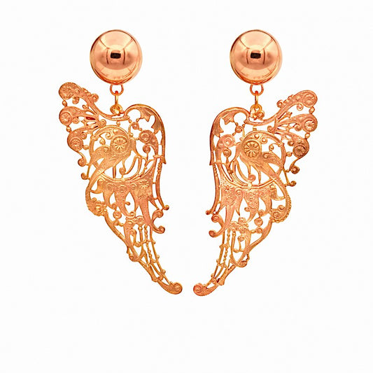 Flügel Jugendstil Clips aus Messing mit kugelförmigen Ohrclips