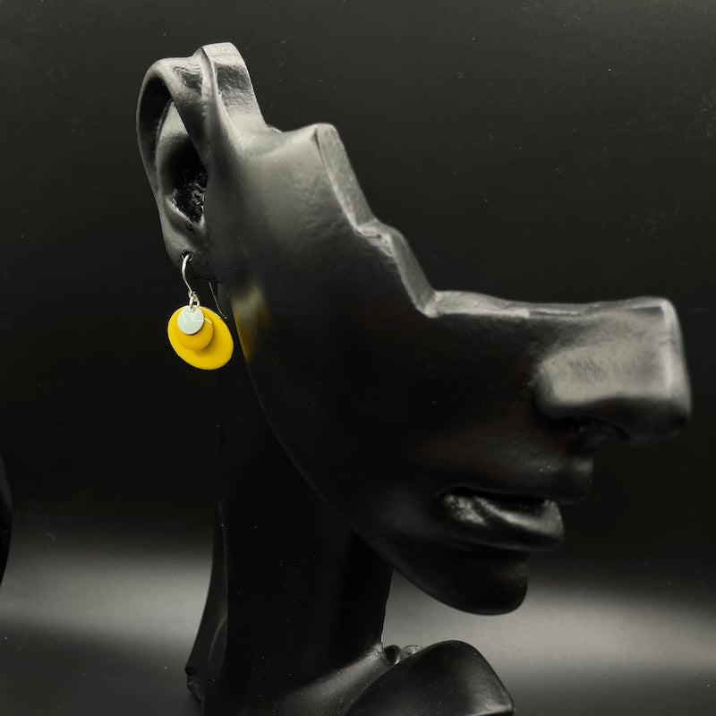 Gelbkreise 2 - Mojo Enamel Earring: Ohrhaken Silber, 3 Elemente aus Emaille