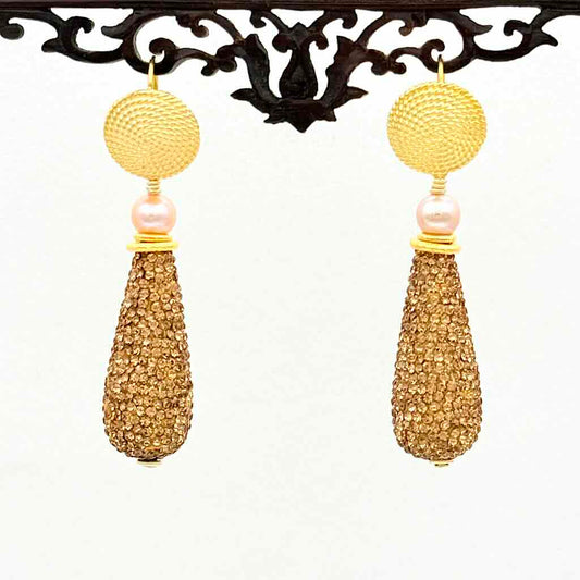 Glitzertropfen Markasit: höfische Ohrringe, Runde Ohrhänger, Süsswasserperle, Markasittropfen, Orna