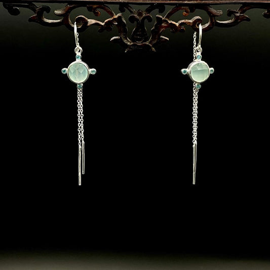 Ketten Chalcedon - Mojo Silber Ohrringe: Fädelohrring, Chalcedon, Zirkonia