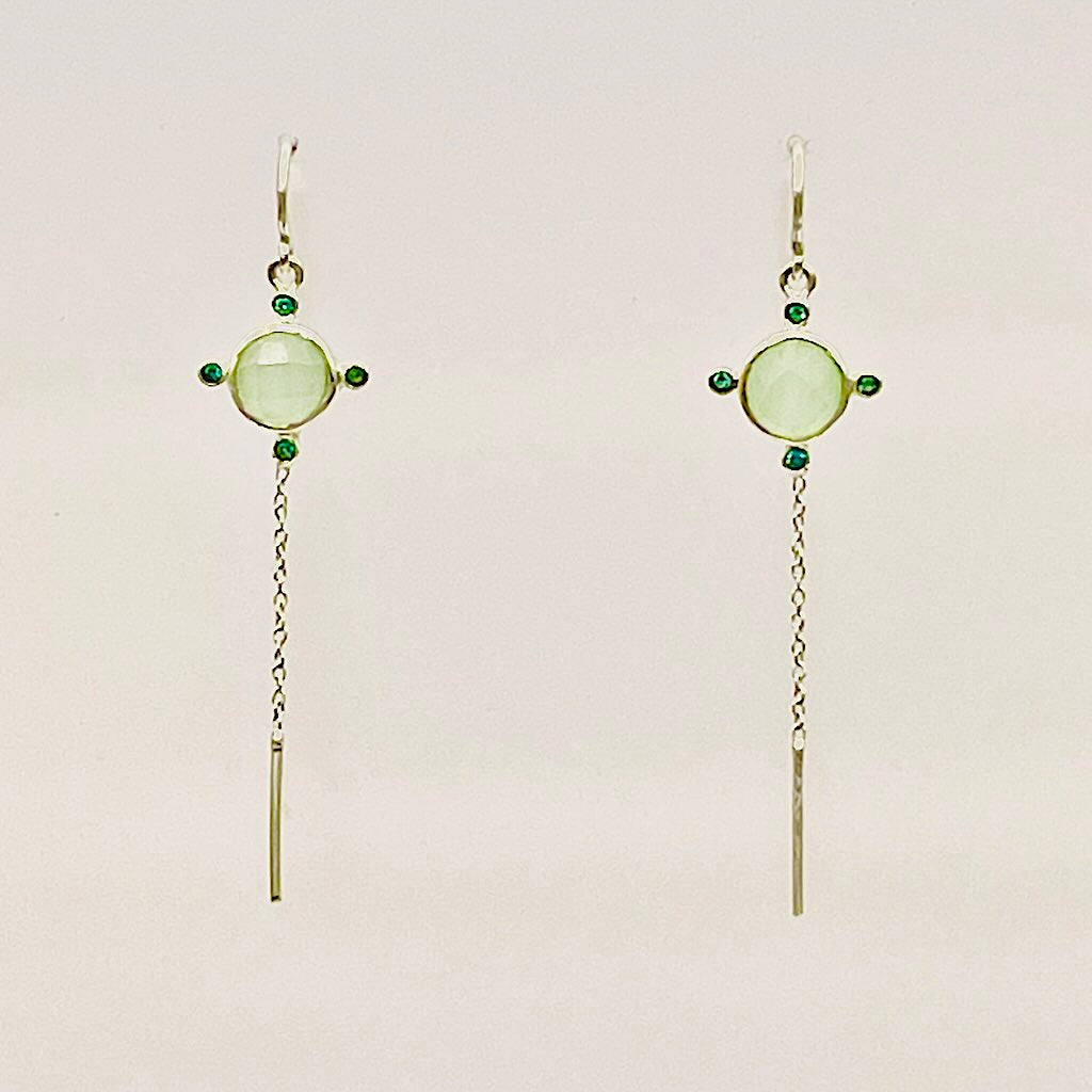 Ketten Chalcedon 1 - Mojo Silber Ohrringe: Fädelohrring, Chalcedon, Zirkonia