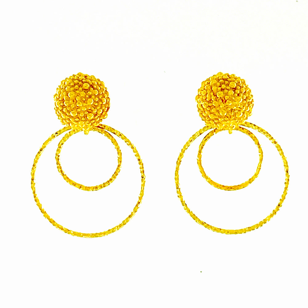 KnubbelRinge - Mojo Goldene Ohrringe: Ohrstecker halbrund, 2 Ringe