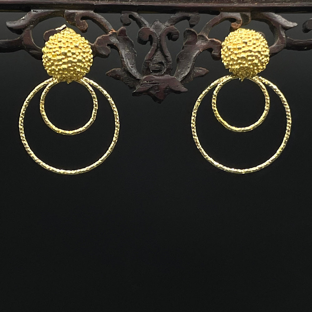 KnubbelRinge 2 - Mojo Goldene Ohrringe: Ohrstecker halbrund, 2 Ringe
