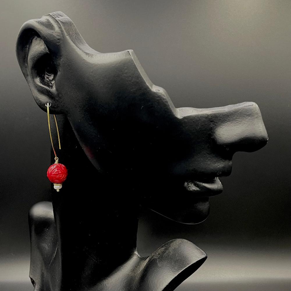 Coral Pearl - Mojo Golden Earrings