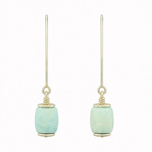Larimar Tönnchen - Mojo Silber Ohrringe: Ohrhaken, Larimar, Silberscheiben