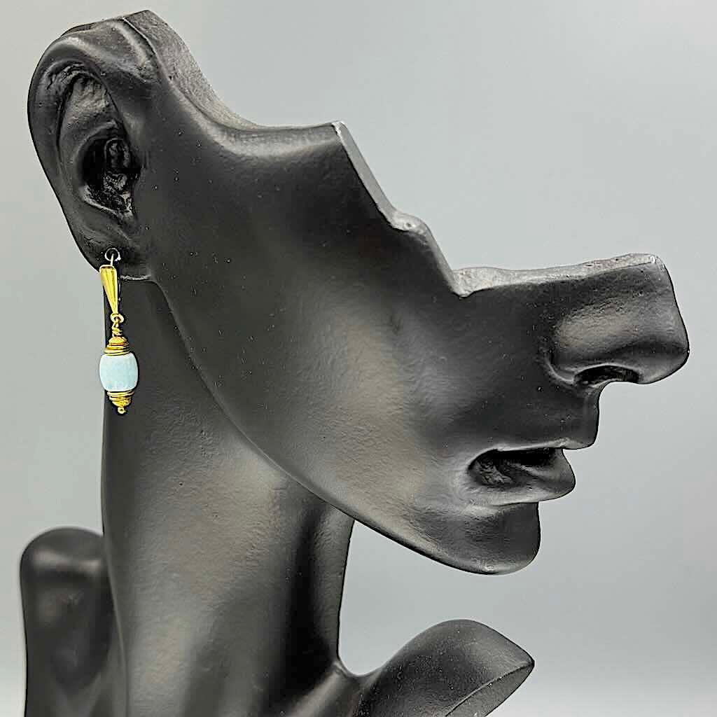 Larimar Tönnlein 1 - Mojo Goldene Ohrringe: Larimar, Donuts, Ohrhaken