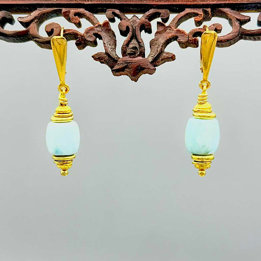 Larimar Tönnlein 5 - Mojo Goldene Ohrringe: Larimar, Donuts, Ohrhaken