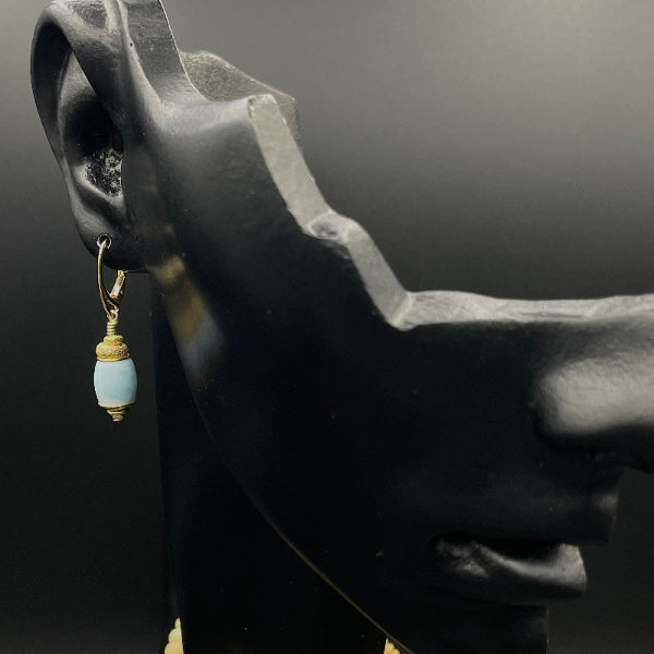Larimar Tönnchen 2 - Mojo Goldene Ohrringe: Larimar, Donuts, Ohrhaken