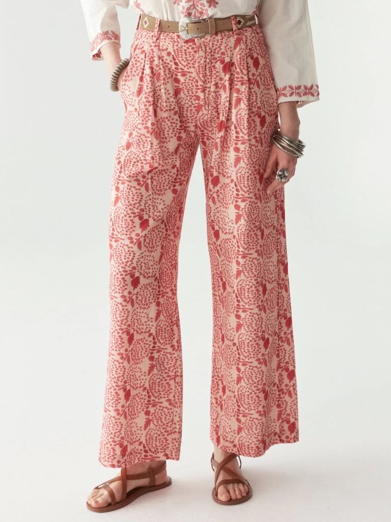 Lolo Hose Pink 3 - Maison Hotel: Baumwollhose, Batikdruck, Einstecktaschen