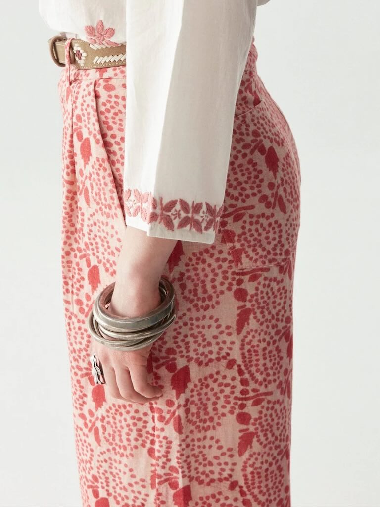 Lolo Hose Pink 4 - Maison Hotel: Baumwollhose, Batikdruck, Einstecktaschen