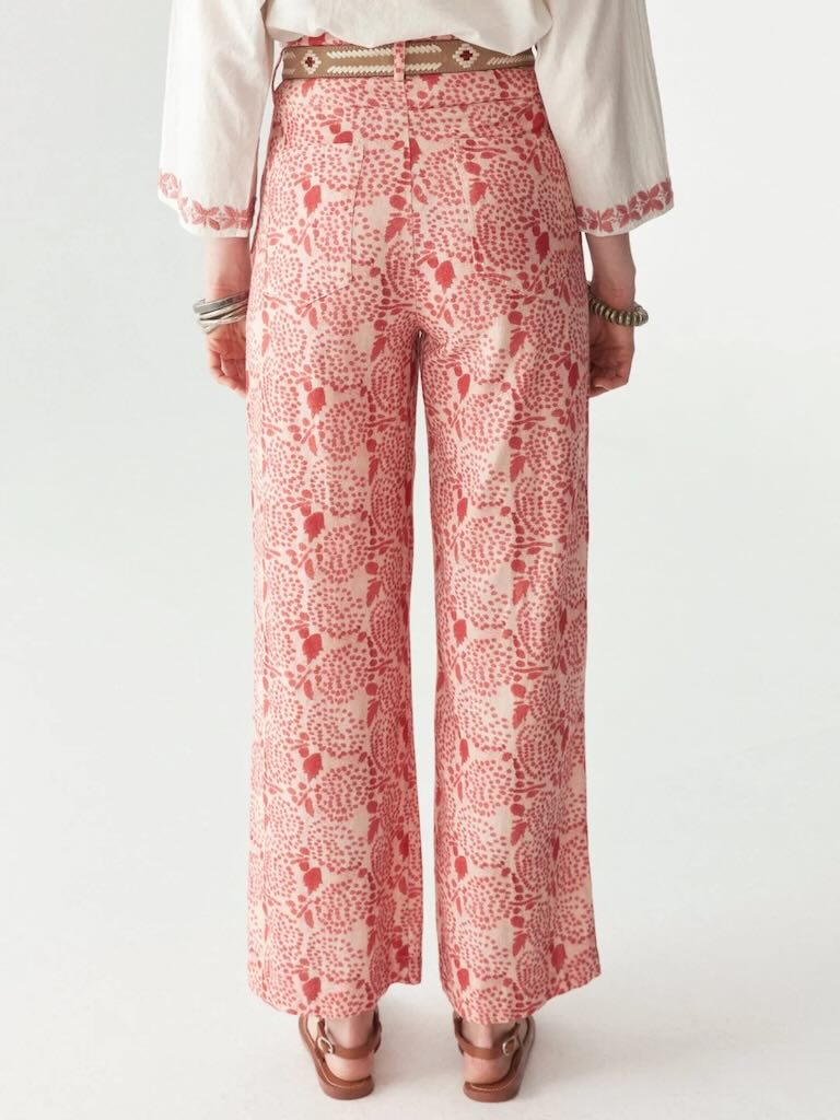 Lolo Hose Pink 5 - Maison Hotel: Baumwollhose, Batikdruck, Einstecktaschen