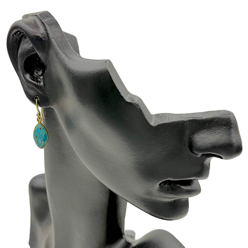 Mohave Türkis oval 2 - Mojo Goldene Ohrringe: Ohrhaken Kugel, Türkisoval