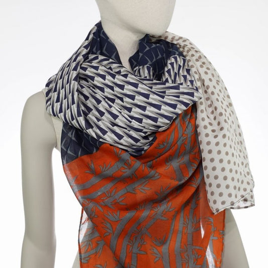 Ahmaddy Schal Seide, Baumwolle 3 Patch Multi