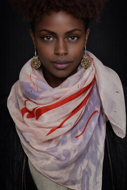 Ahmaddy Seidenschal rosa rot lila kunst print digital, elegant drapiert