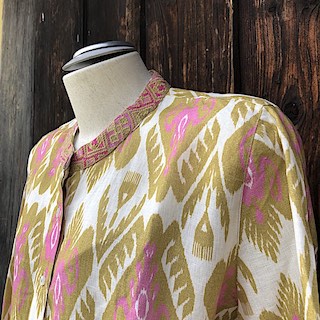 Broom Bluse o2 - Nimo: Bluse oliv, pink, Leinen