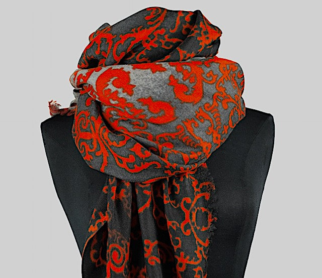 Lava Pattern Ahmaddy: Seide Wolle, Lava schwarz rot