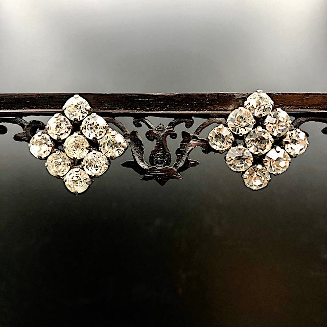 Strass Squares - Silber Ohrringe, 9 Strassnavetten gefasst in Silber