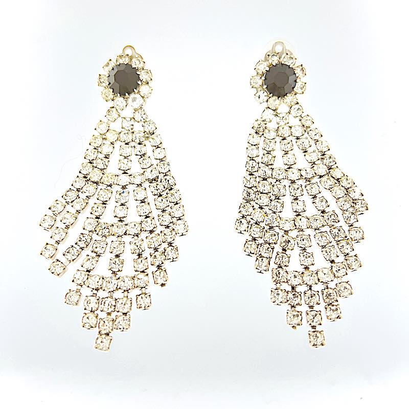 Vintage rhinestone - silver earrings