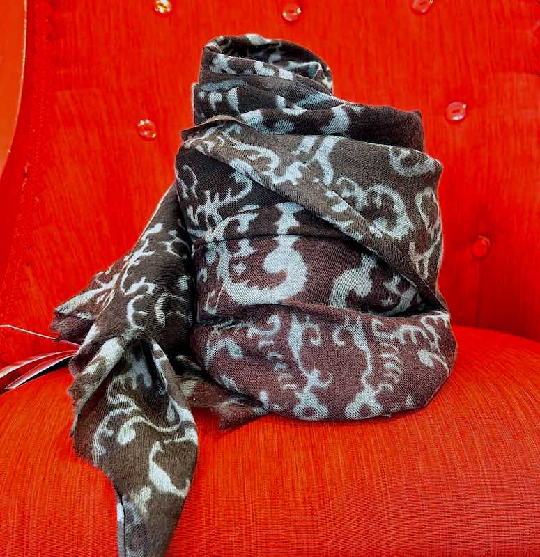 Vintage Schwarz - Ahmaddy Schals: Seiden-Wollschal, 1x2 m, Rankenmuster