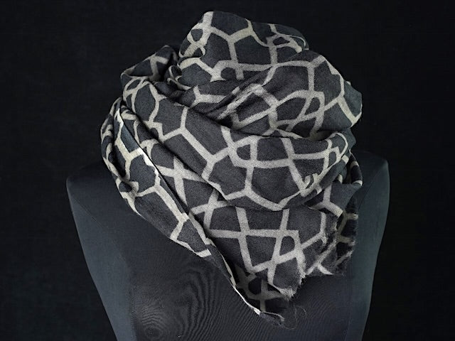 Ahmaddy Schal Geos Grau, Geometrisch, Schwarz-Grau, 1x2m an Büste