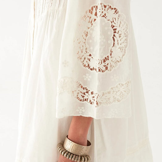 Clementine Kleid 5 - Maison Hotel: Baumwolle, Spitze, Mini, Ärmel 