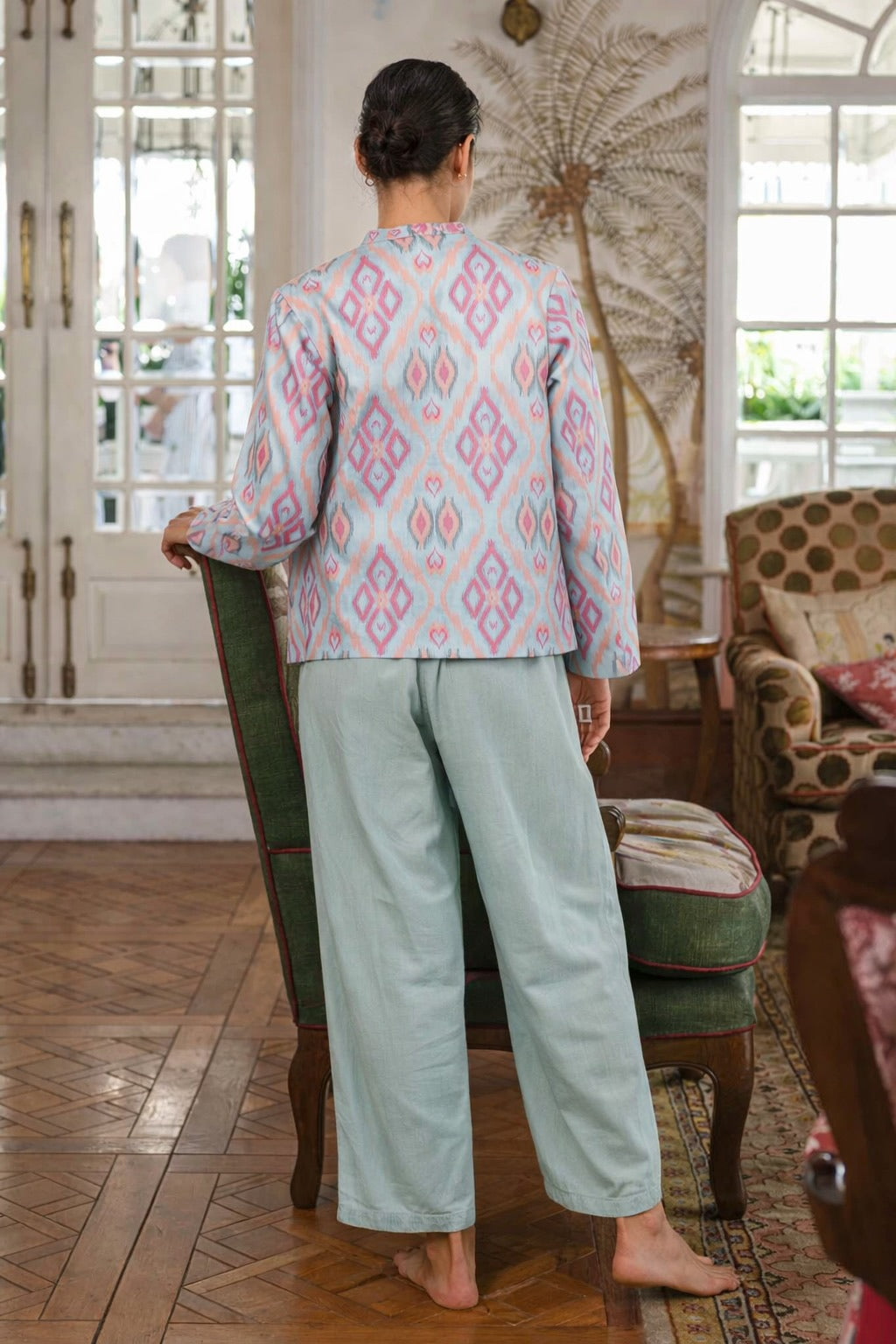 Nimo with Love Comfrey Jacke in Sorbet mit femininem Ikat-Dessin und boho-inspiriertem Design