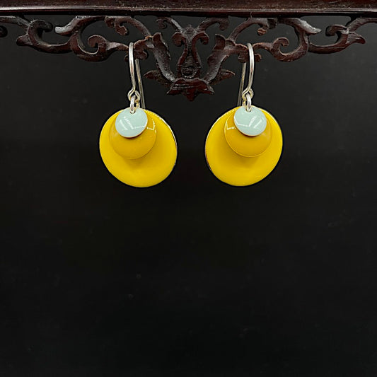 Gelbkreise 1 -  Mojo Enamel Earring: Ohrhaken Silber, 3 Elemente aus Emaille