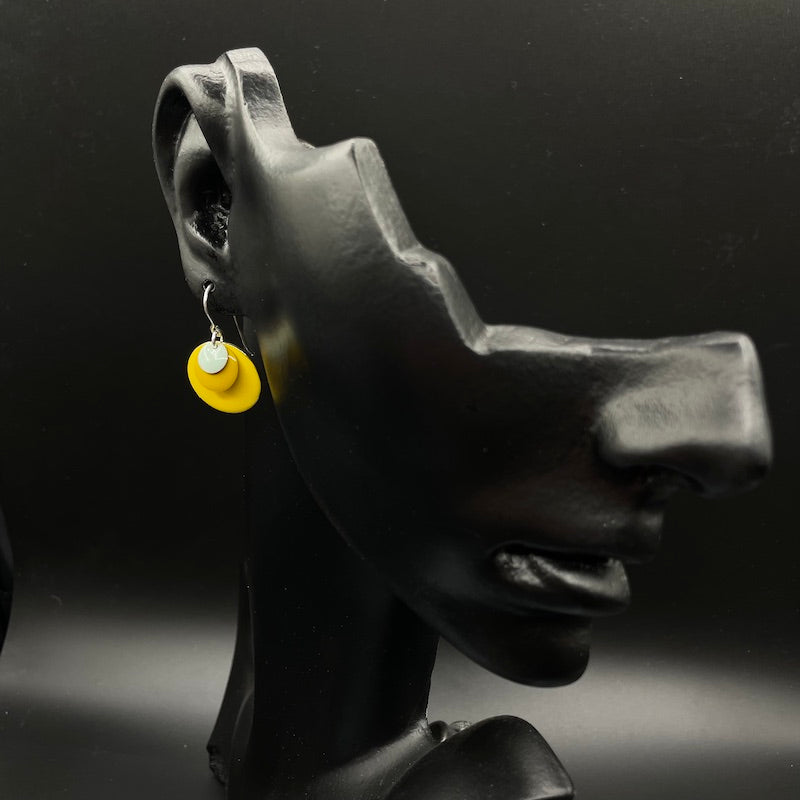 Gelbkreise 2 -  Mojo Enamel Earring: Ohrhaken Silber, 3 Elemente aus Emaille