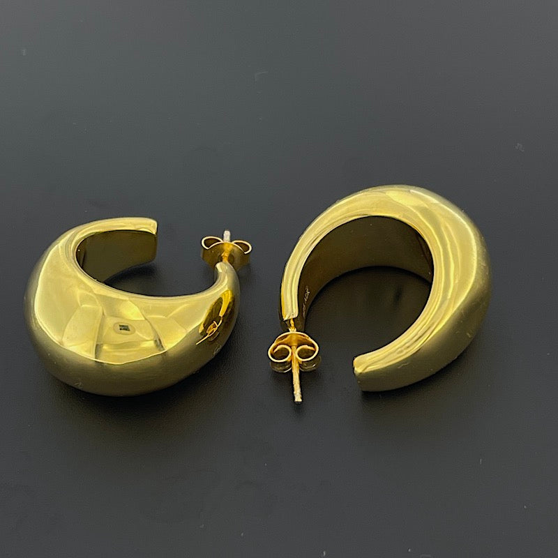 GlanzCreole - Mojo Goldene Ohrringe: hohl geformte Korbkreolen, glänzend