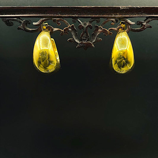 GlanzCreole 2 - Mojo Goldene Ohrringe: hohl geformte Korbkreolen, glänzend