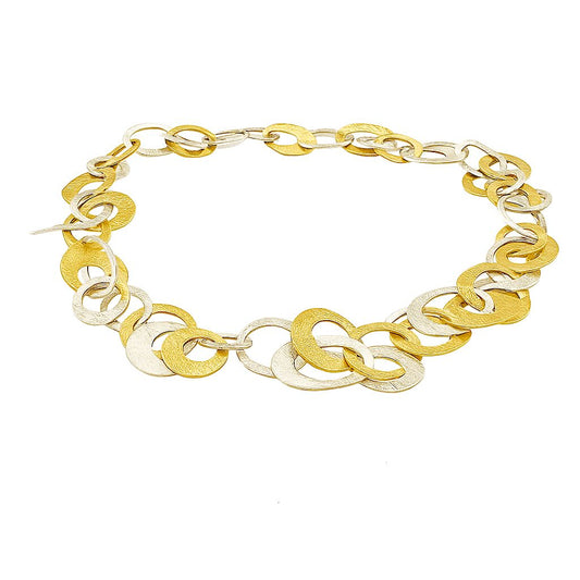 Kreise bicolor - Mojo Silber Kette: 48 Ringelemente, Silber, Vergoldet