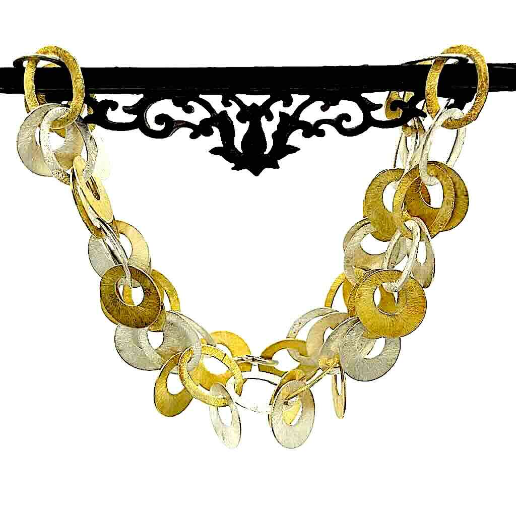 Kreise bicolor 2 - Mojo Silber Kette: 48 Ringelemente, Silber, Vergoldet