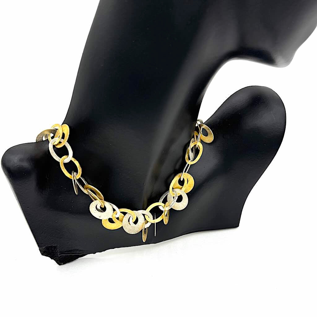 Kreise bicolor 3 - Mojo Silber Kette: 48 Ringelemente, Silber, Vergoldet