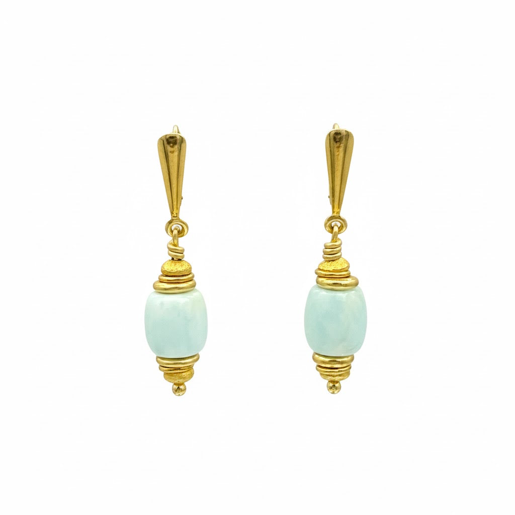 Larimar Tönnlein  - Mojo Goldene Ohrringe: Larimar, Donuts, Ohrhaken