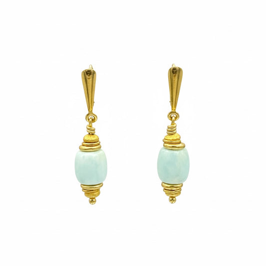 Larimar Tönnlein  - Mojo Goldene Ohrringe: Larimar, Donuts, Ohrhaken