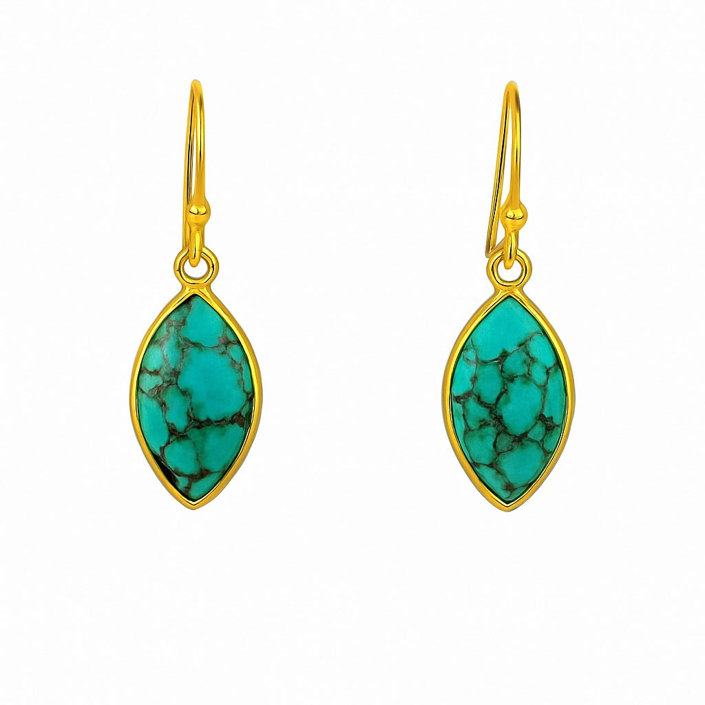 Mohave Türkis oval - Mojo Goldene Ohrringe: Ohrhaken Kugel, Türkisoval