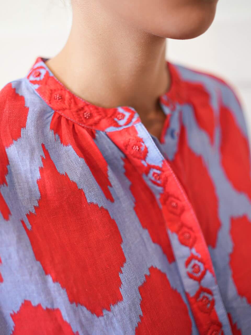 Sassafras Bluse iKat Rot 5 - Nimo with Love: Leinen, Oversize, geknöpft