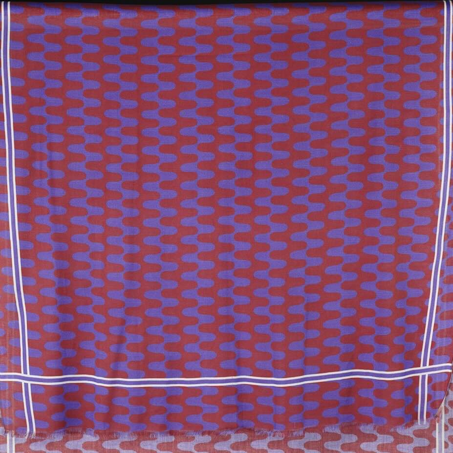 Ahmaddy Schal Wave beere violett, Baumwollschal Wave in voller Länge, detail