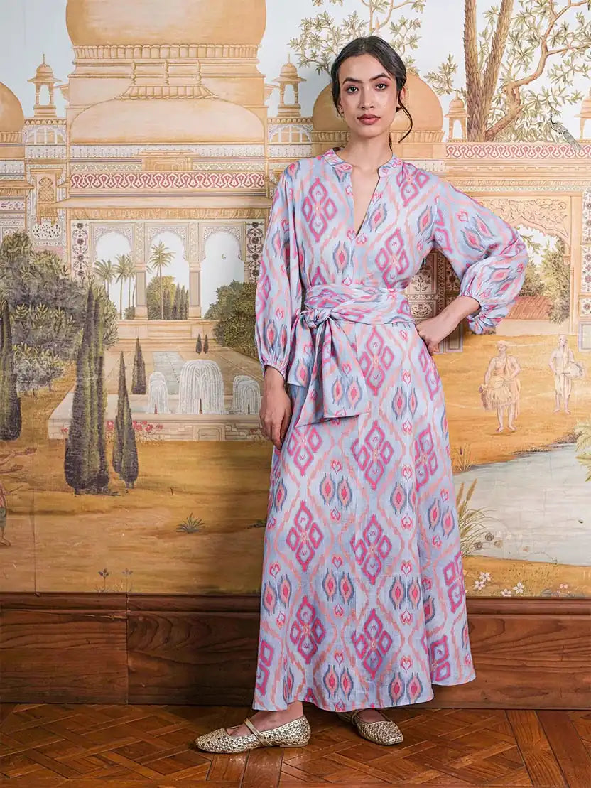 Marigold Kleid Ikat Sorbet Print eleganter Sommerlook von Nimo with Love