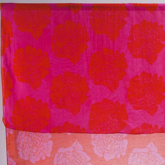 Ahmaddy Seidenschal pink Blumen mit floralem Print leichter Schal, weich fallend Detail