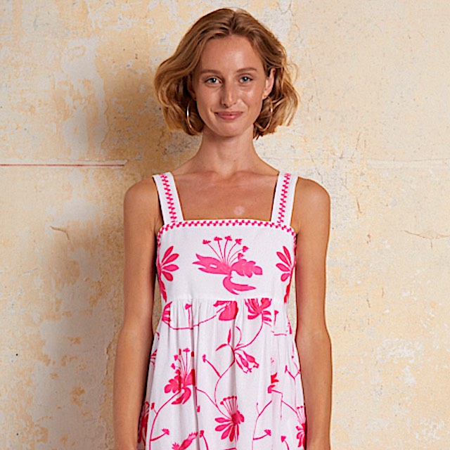 Agate Kleid c - Nimo with Love: Baumwolle, Träger, Rechteckausschnitt, Taschen, pink