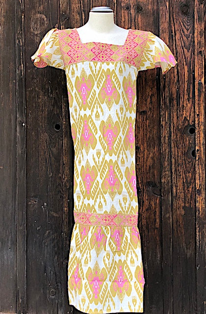Bouganvilla Kleid ol Nimo: Leinen, Bordüre, Rüschen