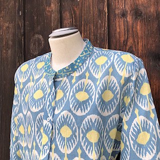 Broom Bluse b2 - Nimo: Bluse blau gelb, Leinen